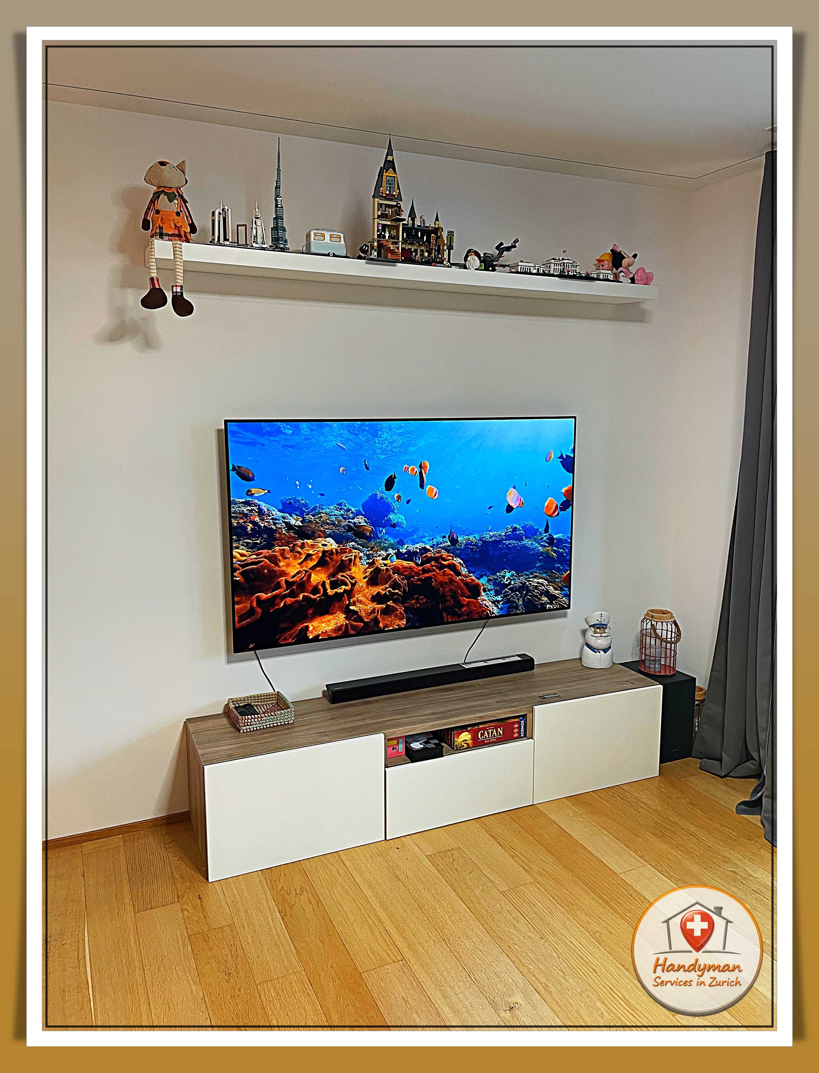 Wall Mounting TV and furniture below and above