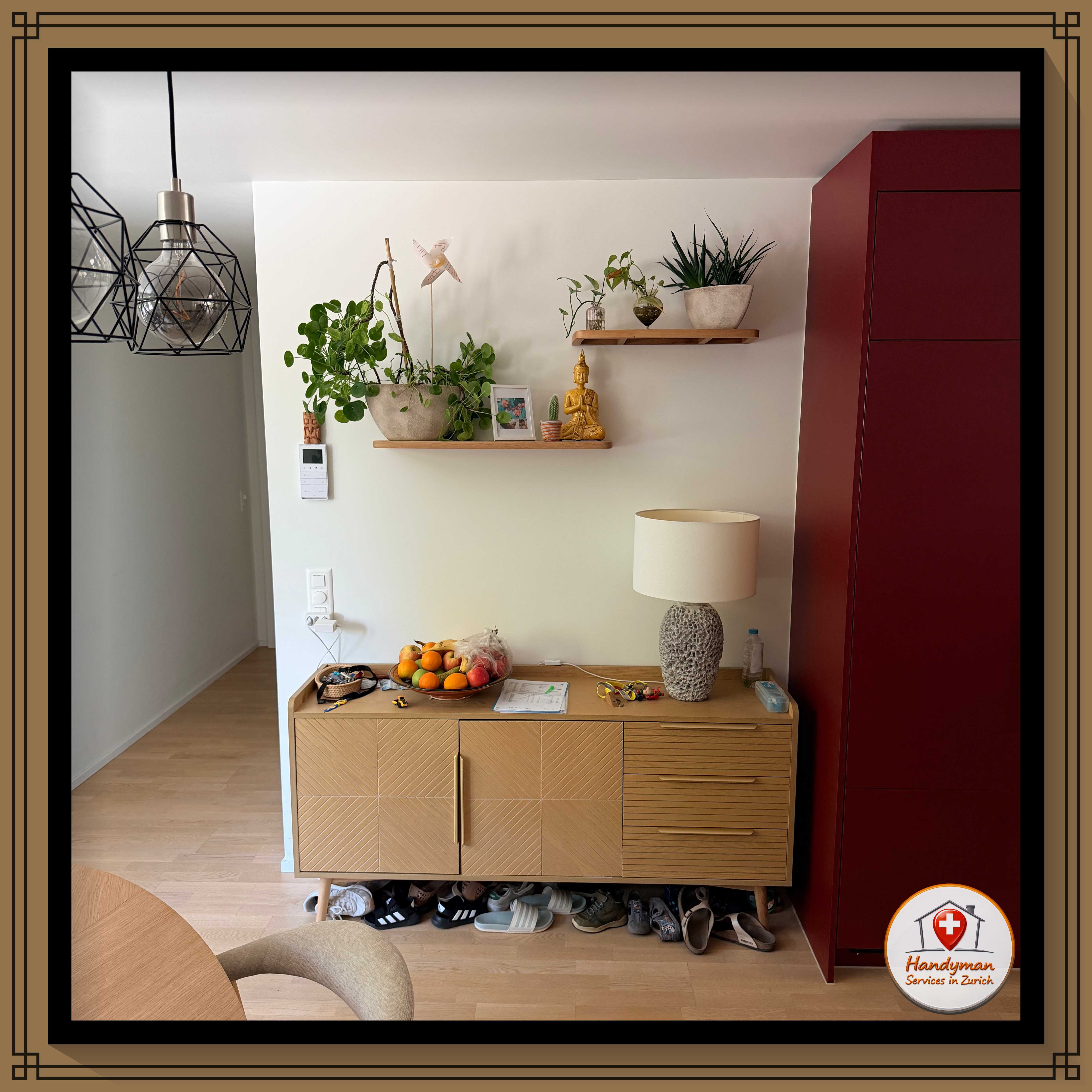 Floating solid wood shelves
